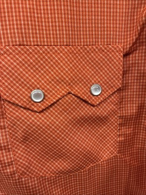 New Men’s White Horse Orange Plaid Long Sleeve Pearl Snap Large Q-41