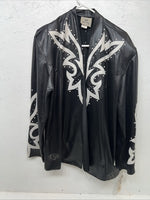 New 1849 Authentic Ranchwear Black White Leather Show Jacket 3XL QQ-13
