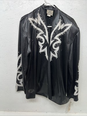 New 1849 Authentic Ranchwear Black White Leather Show Jacket 3XL QQ-13