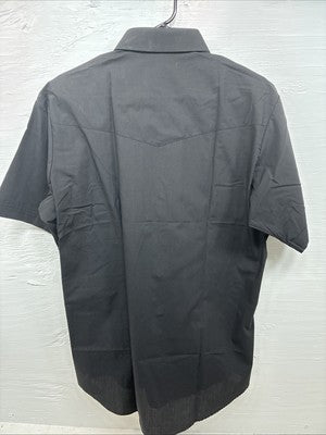 New Men’s ELY Cattleman Black Short Sleeve Pearl Snap 16.5 Large CC-21
