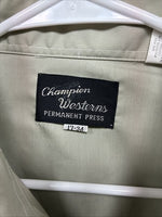 New Men’s Champion Western Green Embroidered Long Sleeve Pearl Snap 17 XL T-4