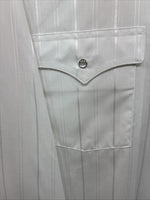 I’m New Men’s H Bar C White Stripe Long Sleeve Pearl Snap 16.5 X 34 Large CC-26