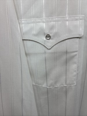 I’m New Men’s H Bar C White Stripe Long Sleeve Pearl Snap 16.5 X 34 Large CC-26