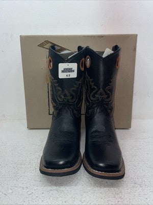 New Youth Black Smoky Mountain Cowboy Boots. 3242 Y 4.5 4 1/2. 22-105