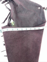 New Burgundy Cowboys Show Chaps With Fringe Adjustable Waist 32” N-45