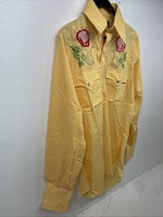 New Women’s Champion Western Yellow Floral Long Sleeve Pearl Snap 14.5 MM-10