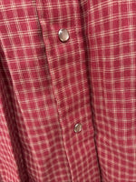 Me End H Bar C Red Plaid Long Sleeve Pearl Snap 16.5 Large AA-35