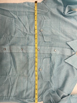 New Men’s Mesquite Blue Long Sleeve Pearl Snap 16 X 35 Large CC-61