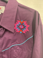 New Men’s ELY Diamond People Western Design Long Sleeve Pearl Snap Large V-85