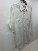 I’m New Men’s H Bar C White Stripe Long Sleeve Pearl Snap 16.5 X 34 Large CC-26