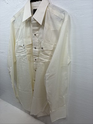 New Men’s Panhandle Slim Off White Long Sleeve Pearl Snap 16 Large Q-80