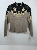 New Women’s 1849 Authentic Ranchwear Brown Western Show Shirt XXL #3941 UU-19