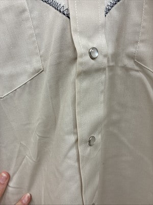 New Men’s Champion Western Tan design Long Sleeve Pearl Snap 15 Medium CC-11