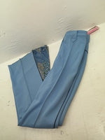 New Vintage Blue Floral Panhandle Slim Polyester Pants #76M2216 ZZ-2