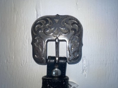 New Black Genuine Leather Nocona Silver Pendent 42” Belt #N2235601 NN-116