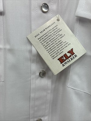 New Men’s ELY Cattleman White Long Sleeve Pearl Snap 16.5 X 35 Large CC-52