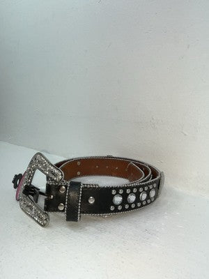 New Black Genuine Leather Blazin Roxx Silver Bling Cross XL Belt #N3510401 Z-66