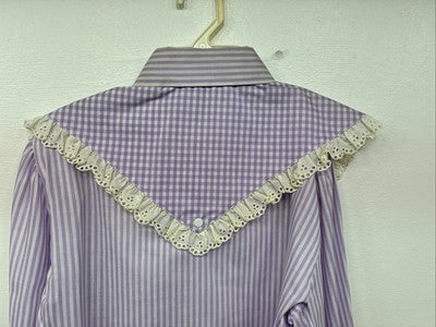 New Women’s Panhandle Slim Purple Design Long Sleeve Pearl Snap Size 32 MM-79