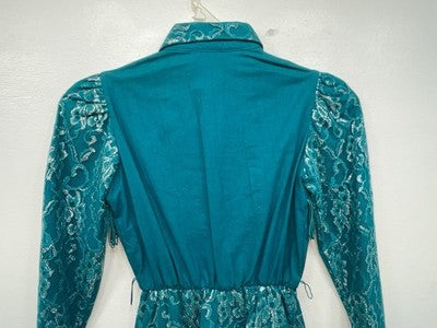 New Kids Blue Western With Fringe Western Attitude Long Sleeve Dress M 3B-118
