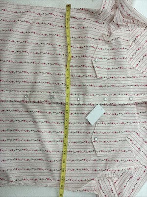 New Women’s White Horse White Red Floral Long Sleeve Pearl Snap Medium YY-58