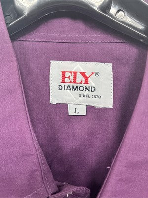 New Men’s ELY Diamond People Western Design Long Sleeve Pearl Snap Large V-85