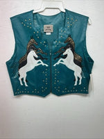 New Women’s Turquoise 1849 Authentic Ranchwear Horse Vest XL #3729 WW-32