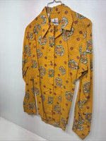 New Women’s Tem Tex Orange Floral Long Sleeve Pearl Snap Size 38 KK-2