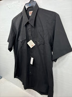 New Men’s ELY Cattleman Black Simple Short Sleeve Pearl Snap 17 XL Q-24
