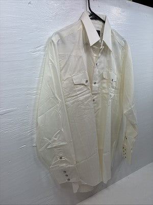 New Men’s Panhandle Slim Off White Long Sleeve Pearl Snap 16 Large Q-80