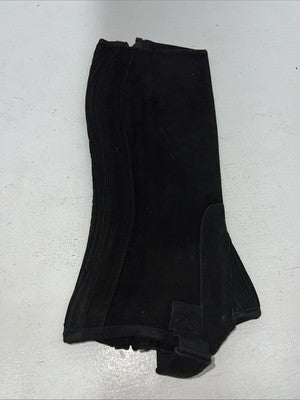 New Tough 1 Equi-grip Black Suede Leather Half Chaps XL #63-66 H-514