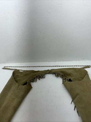 NOS Tan Show Chaps With Fringe Adjustable Waist 42” L-39
