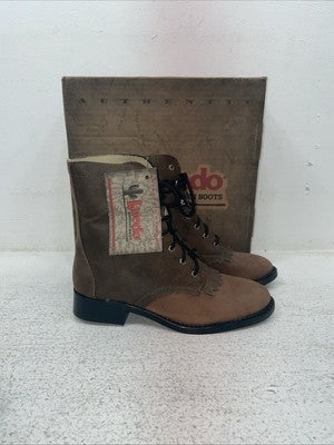 New Kids Brown Lace Up Laredo Cowboy Boots. 28-2005 3 M. 23-162