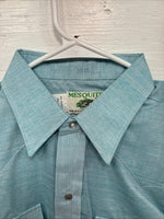 New Men’s Mesquite Blue Long Sleeve Pearl Snap 16 X 35 Large CC-61