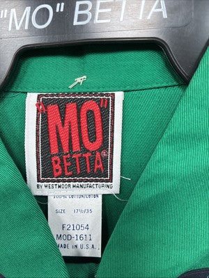 New Men’s “Mo” Betta Multicolor Green Long Sleeve Button Up 17.5 XL O-69