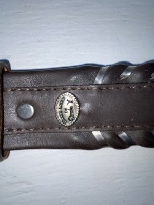 New Brown Genuine Leather Circle Y Weaved 30” Belt #8396 JJ-164