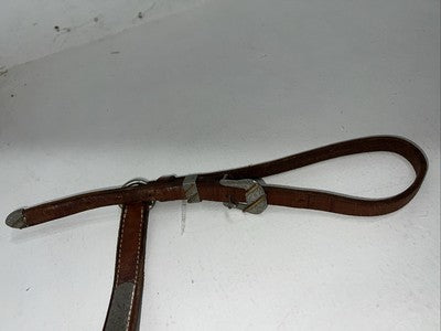 Used Leather Circle Y Breast Collar With Silver Metal Plate. S-47