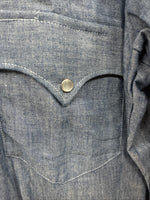 New Men’s Champion Western Jean Design Blue Long Sleeve Pearl Snap Large Q-88
