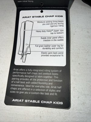 New Ariat Brown Leather Children’s Half Chaps #10004585 D-504