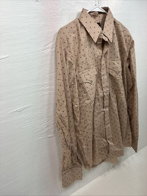 New Men’s Dickson Jenkins Brown Designed Long Sleeve Pearl Snap 16 Large AA-34