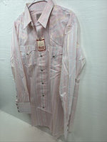 New Men’s H Bar C Pink Plaid Long Sleeve Pearl Snap 16.5 X 34 Large X-50