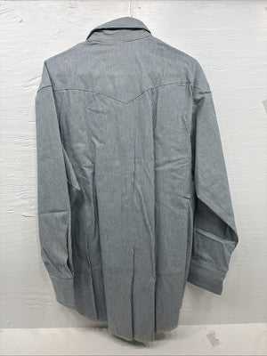 New Men’s Wrangler Blue White Stripe Long Sleeve Pearl Snap 17.5 X 35 XL T-25