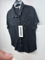 New Women’s Panhandle Slim Black Short Sleeve Pearl Snap Size Large TT-48