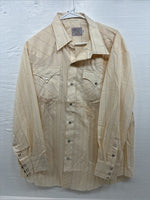 New Men’s H Bar C Yellow Stripe Long Sleeve Pearl Snap 17 X 34 XL R-65