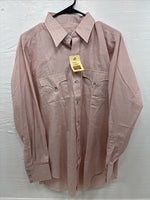 New Men’s H Bar C Pink Simple Long Sleeve Pearl Snap 15.5 Medium M-22