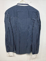 New Women’s H Bar C Blue Stripe Long Sleeve Pearl Snap Size 34 YY-108