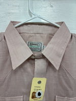 New Men’s H Bar C Pink Long Sleeve Pearl Snap 17 X 34 XL T-92