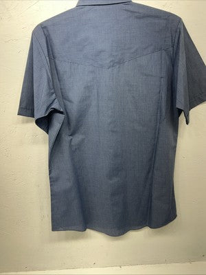 New Men’s Blue Bull ELY Cattleman Short Sleeve Pearl Snap Shirt. M P-36