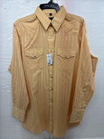New Men’s White Horse Yellow Stripe Long Sleeve Pearl Snap Large V-52