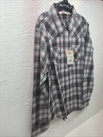 New Women’s Cumberland Purple Plaid Long Sleeve Pearl Snap 2X V-67