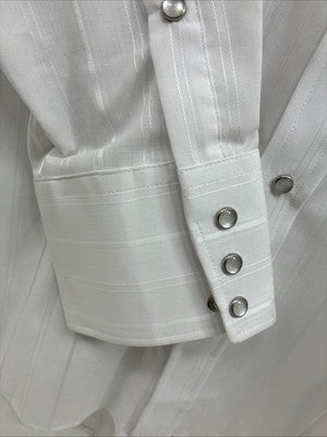 I’m New Men’s H Bar C White Stripe Long Sleeve Pearl Snap 16.5 X 34 Large CC-26